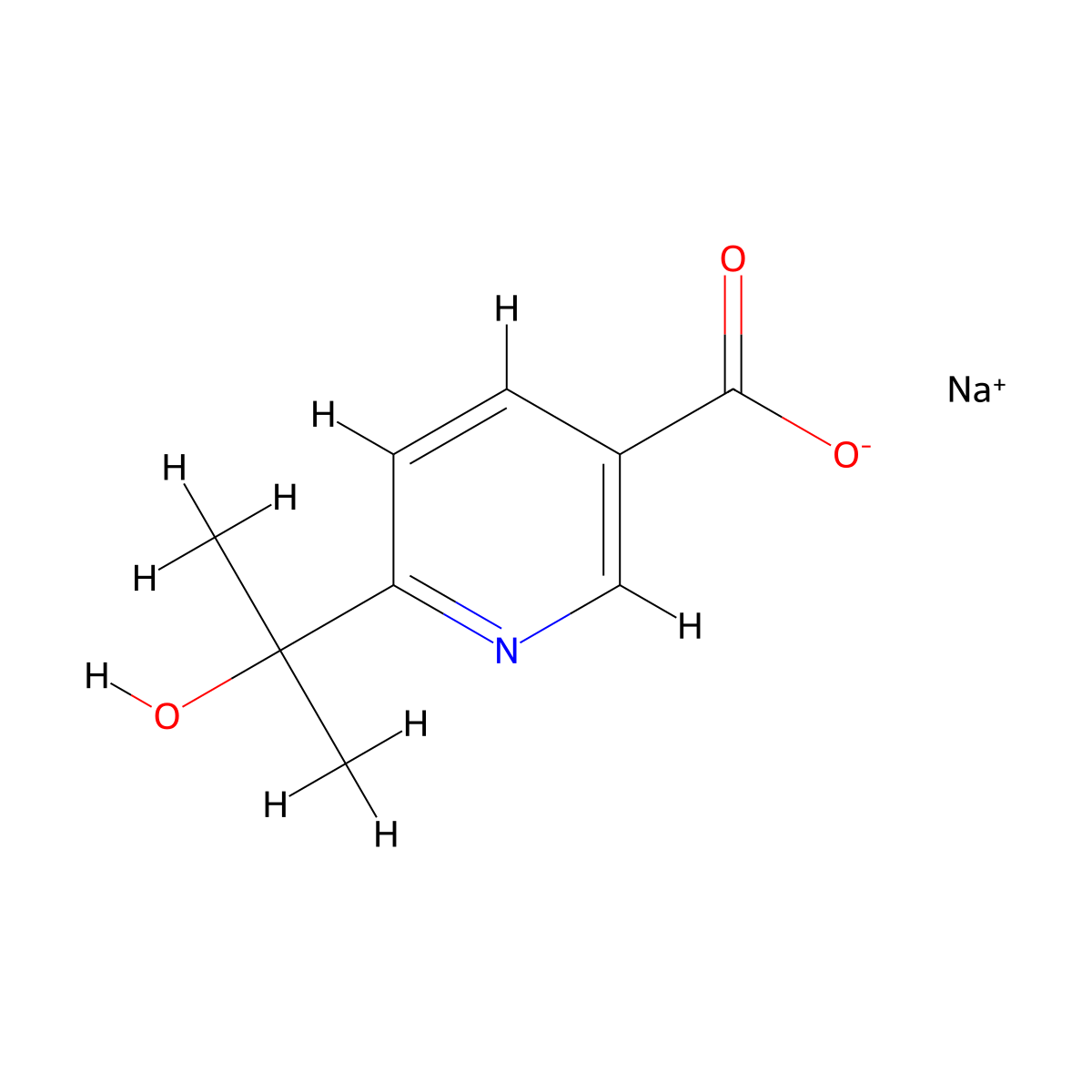 Sodium 6-(2-hydroxypropan-2-yl)pyridine-3-carboxylate molecular structure, CAS 2995274-60-5