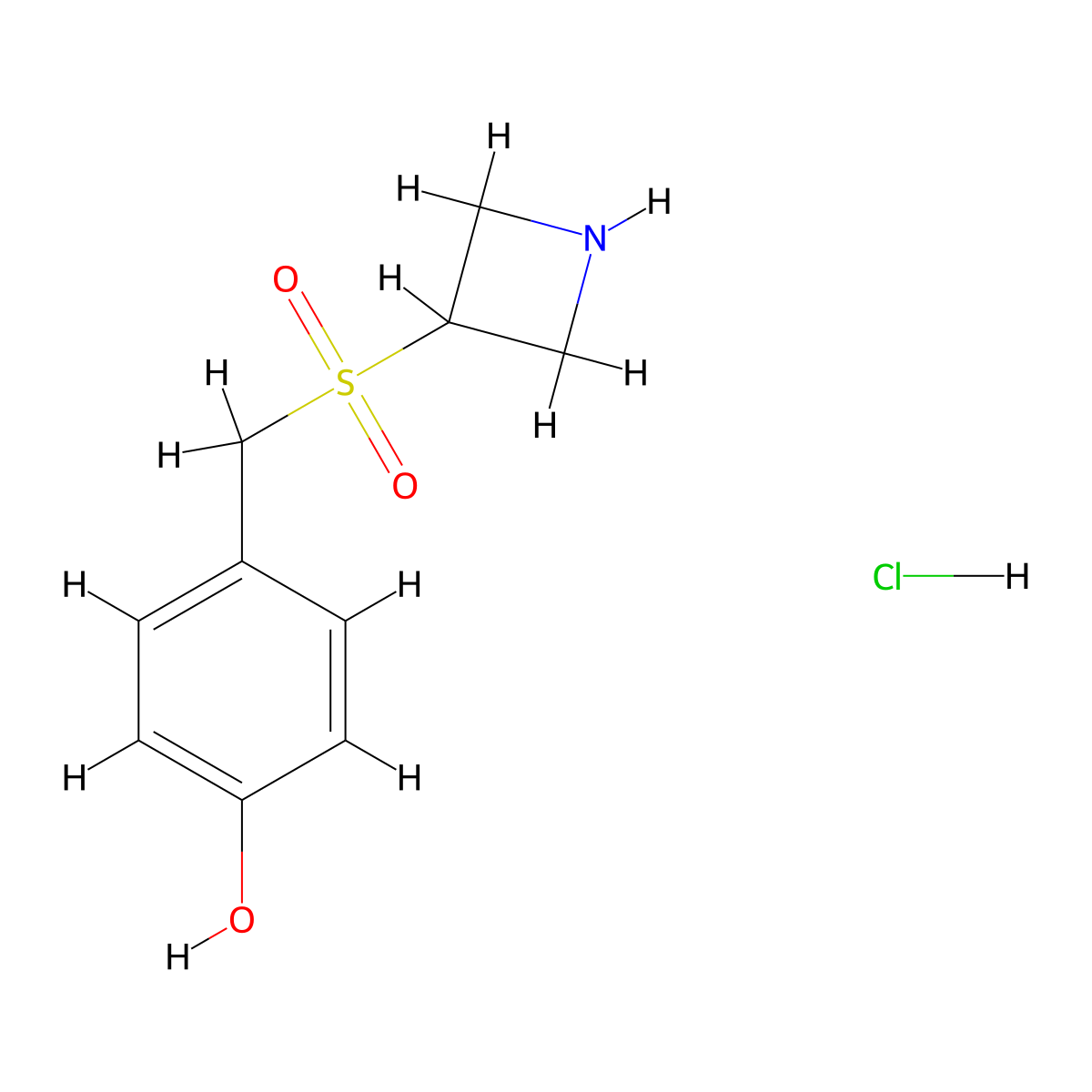 4-[(Azetidine-3-sulfonyl)methyl]phenol hydrochloride molecular structure, CAS 2995274-66-1