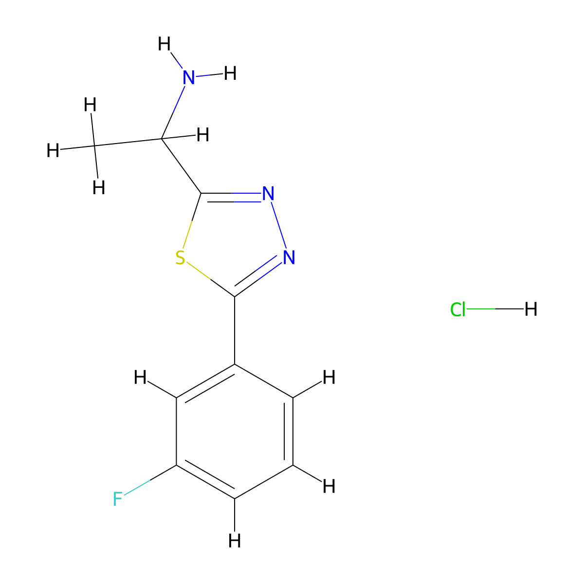 1-[5-(3-Fluorophenyl)-1,3,4-thiadiazol-2-yl]ethan-1-amine hydrochloride molecular structure, CAS 2995274-69-4