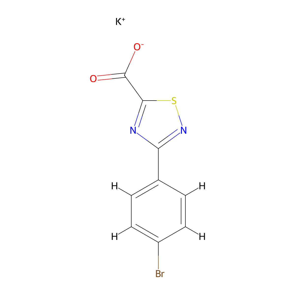 Potassium 3-(4-bromophenyl)-1,2,4-thiadiazole-5-carboxylate molecular structure, CAS 2995274-73-0