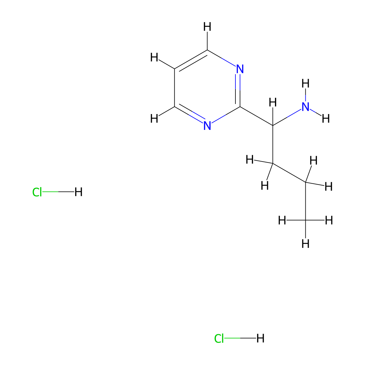1-Pyrimidin-2-ylbutan-1-amine;dihydrochloride molecular structure, CAS 2995274-76-3