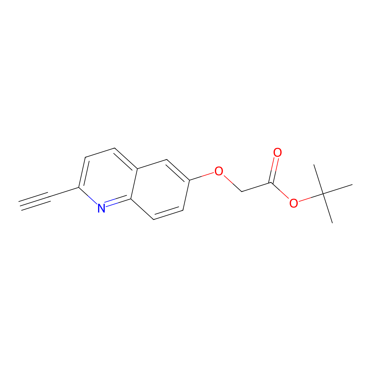 Tert-butyl 2-[(2-ethynylquinolin-6-yl)oxy]acetate molecular structure, CAS 2995274-80-9