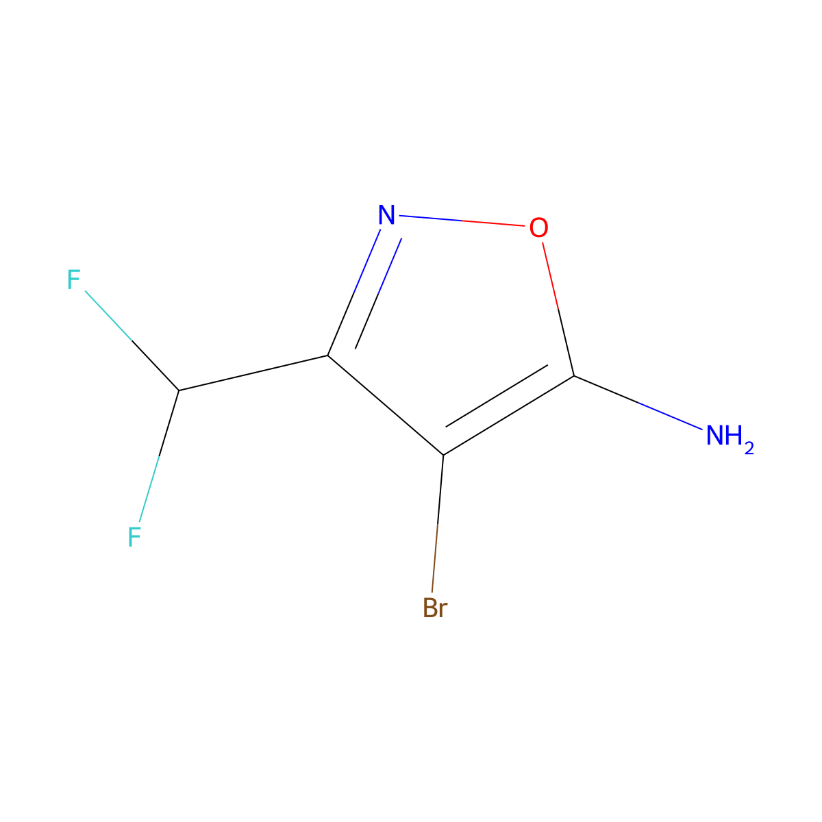 4-Bromo-3-(difluoromethyl)-1,2-oxazol-5-amine molecular structure, CAS 2995274-98-9