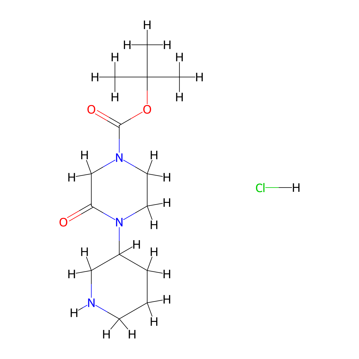Tert-butyl 3-oxo-4-(piperidin-3-yl)piperazine-1-carboxylate hydrochloride molecular structure, CAS 2995275-00-6