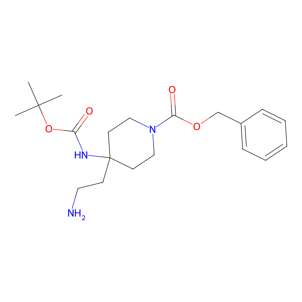Benzyl 4-(2-aminoethyl)-4-{[(tert-butoxy)carbonyl]amino}piperidine-1-carboxylate molecular structure, CAS 2995275-05-1