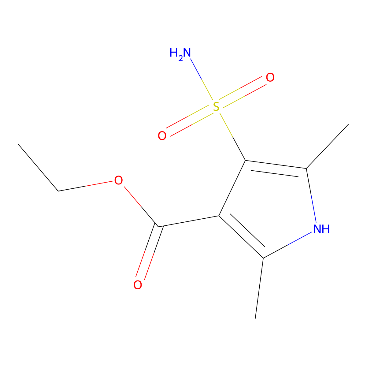 ethyl 2,5-dimethyl-4-sulfamoyl-1H-pyrrole-3-carboxylate molecular structure, CAS 2995275-10-8