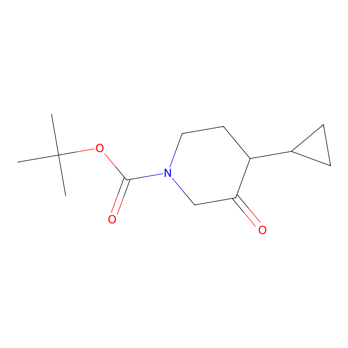 Tert-butyl 4-cyclopropyl-3-oxopiperidine-1-carboxylate molecular structure, CAS 2995275-13-1