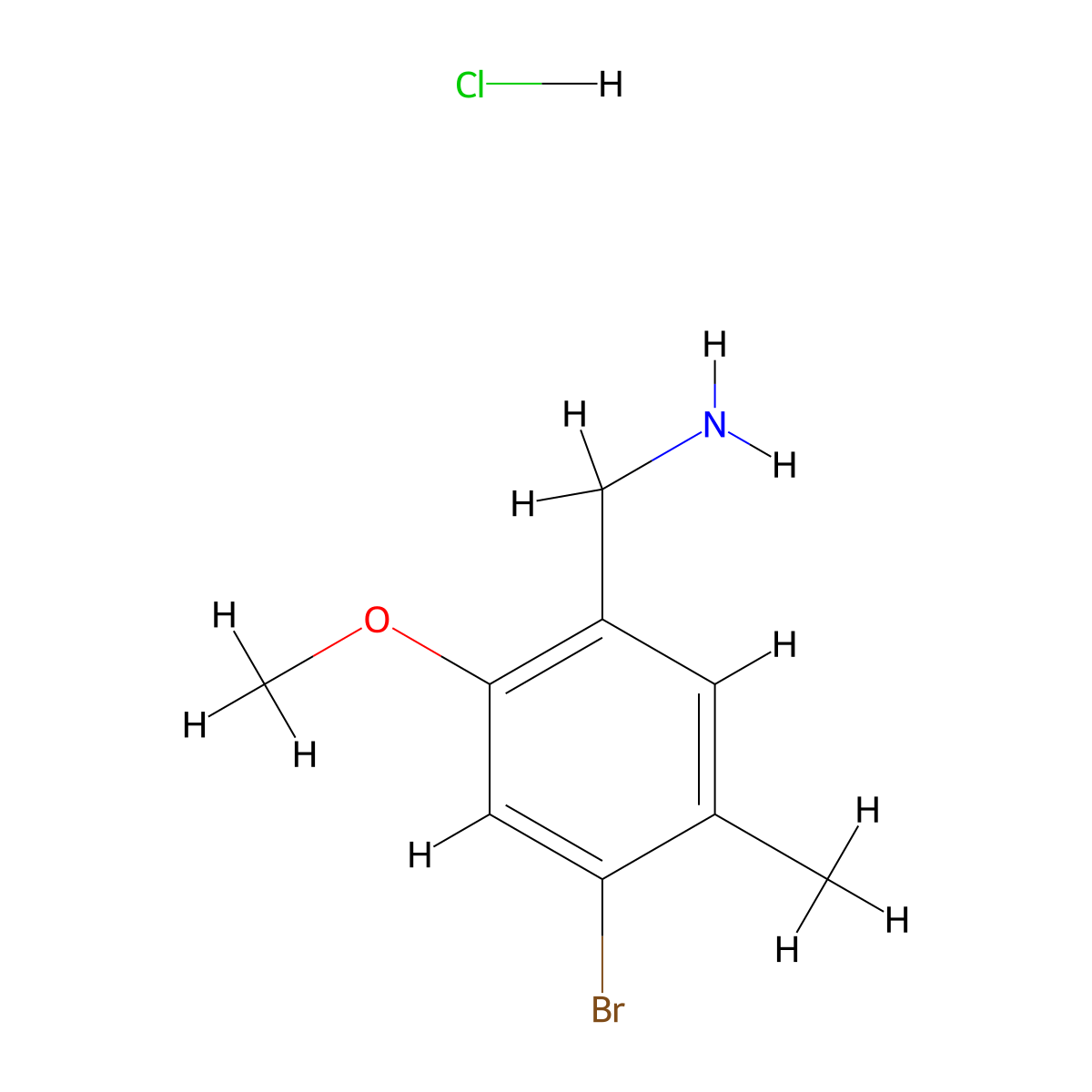 1-(4-Bromo-2-methoxy-5-methylphenyl)methanamine hydrochloride molecular structure, CAS 2995275-14-2