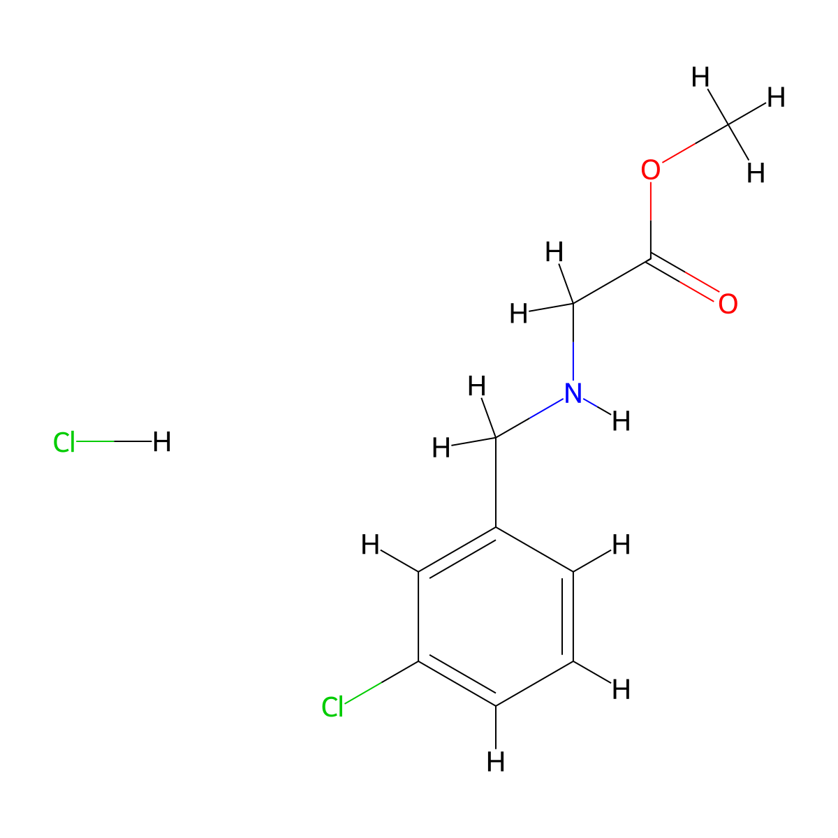 Methyl 2-{[(3-chlorophenyl)methyl]amino}acetate hydrochloride molecular structure, CAS 2995275-15-3