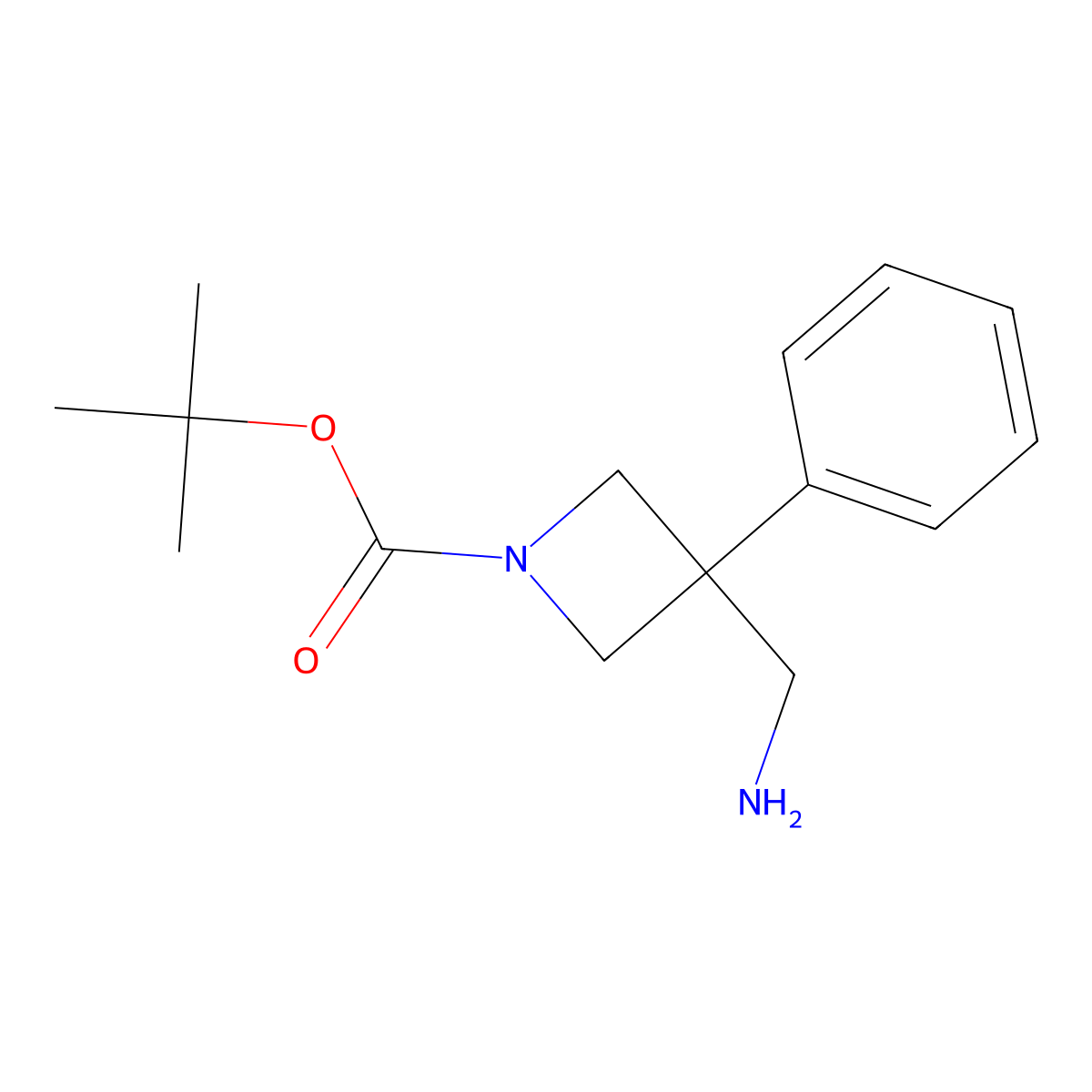 Tert-butyl 3-(aminomethyl)-3-phenylazetidine-1-carboxylate molecular structure, CAS 2995275-22-2