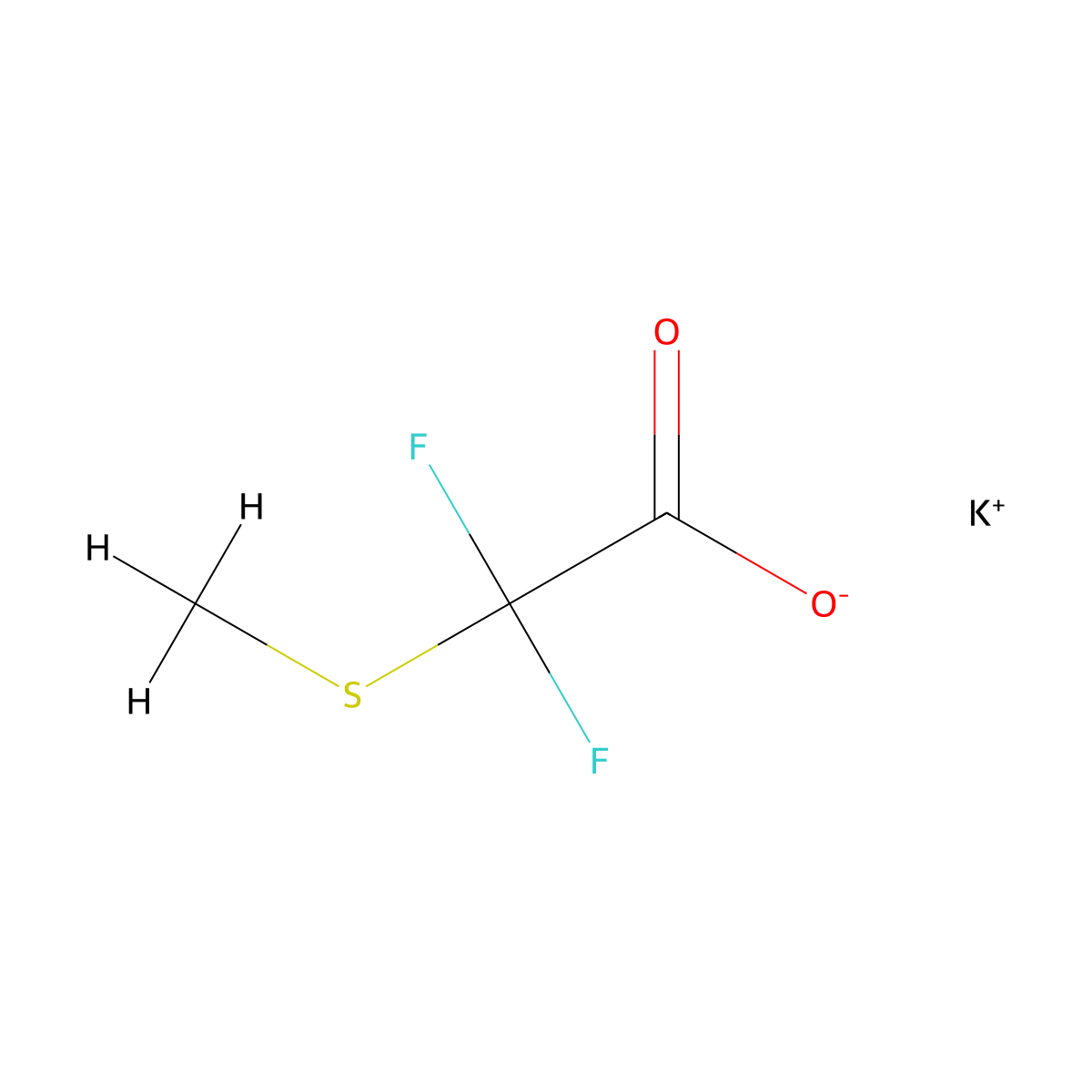 Potassium 2,2-difluoro-2-(methylsulfanyl)acetate molecular structure, CAS 2995275-25-5