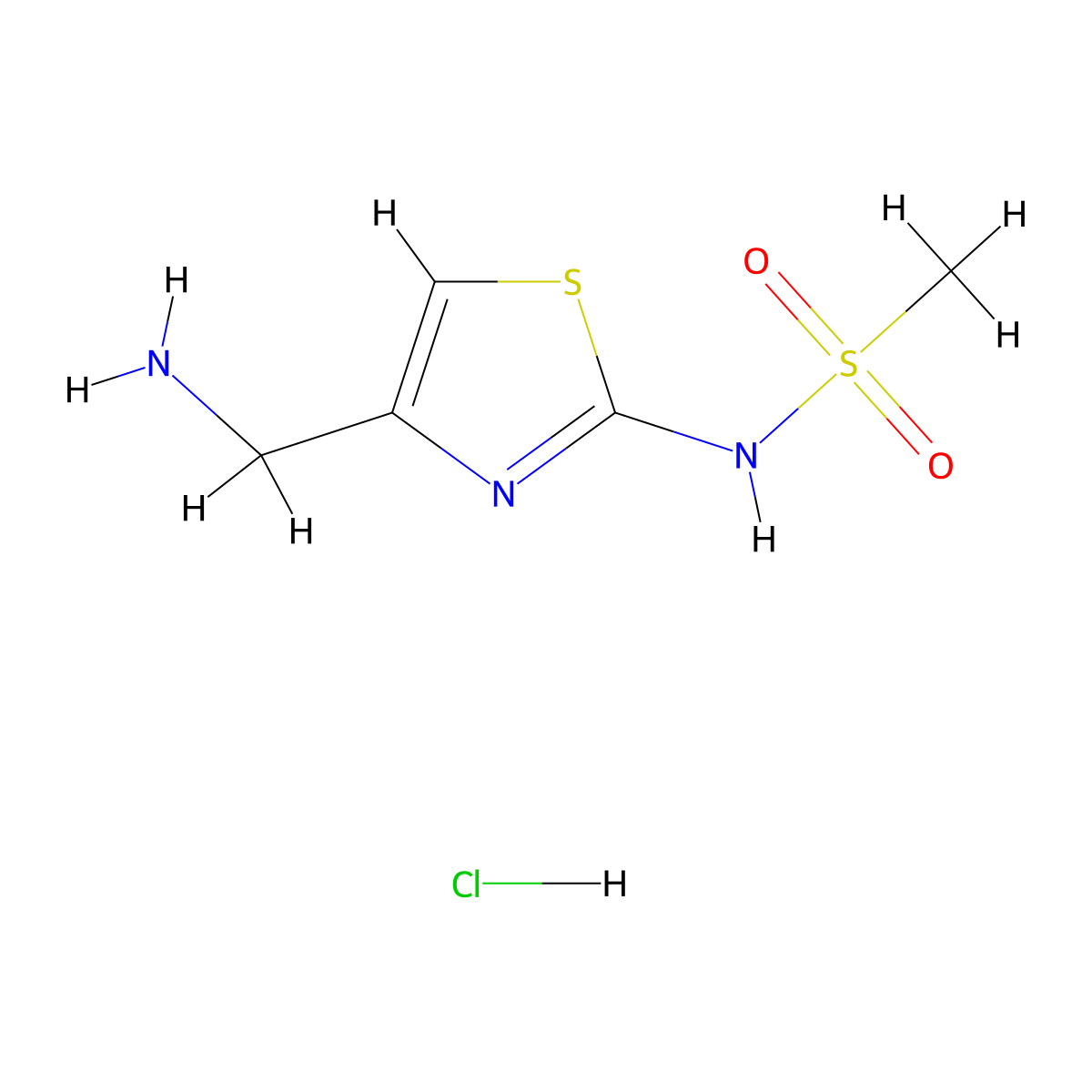N-[4-(aminomethyl)-1,3-thiazol-2-yl]methanesulfonamide hydrochloride molecular structure, CAS 2995275-37-9
