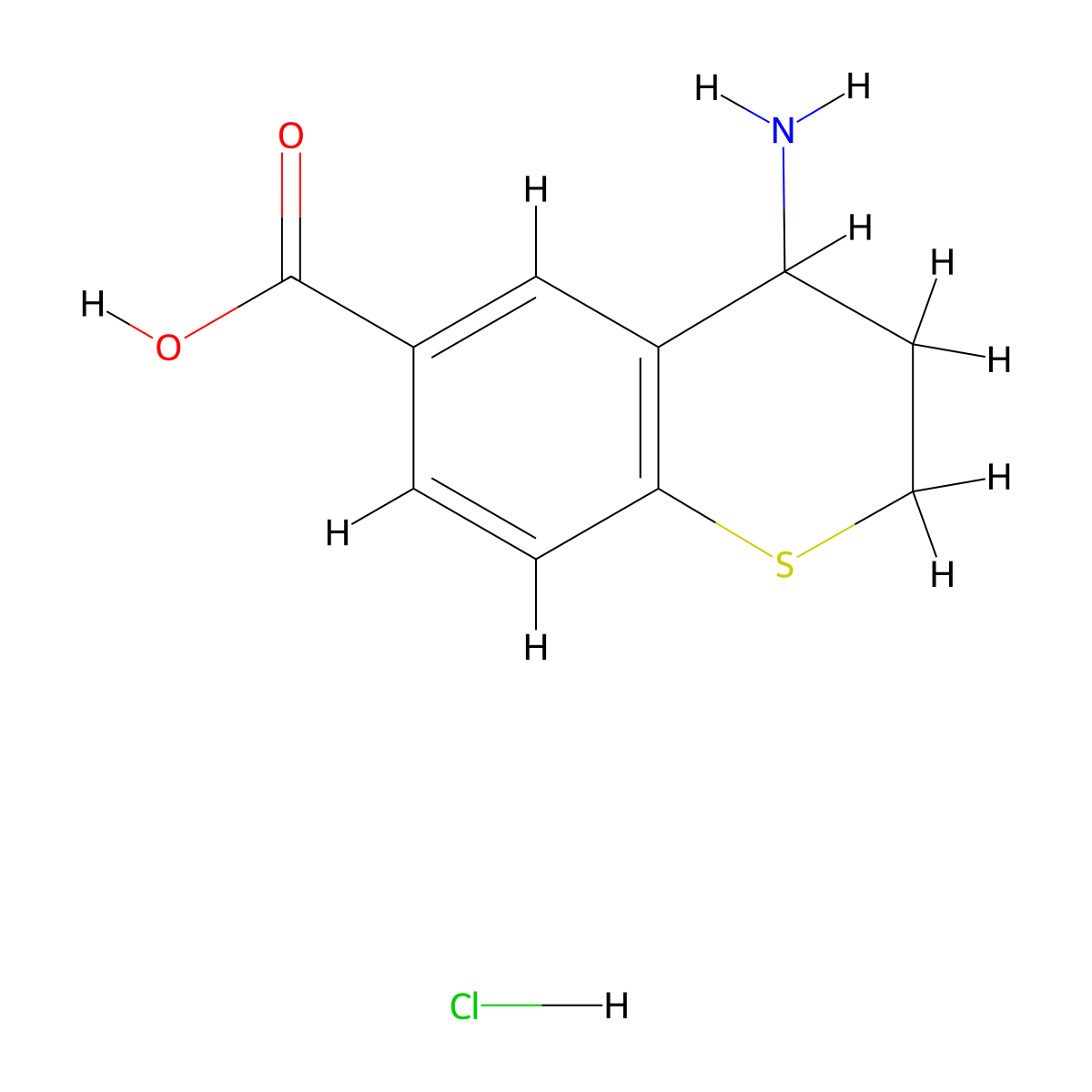4-amino-3,4-dihydro-2H-1-benzothiopyran-6-carboxylic acid hydrochloride molecular structure, CAS 2995275-38-0