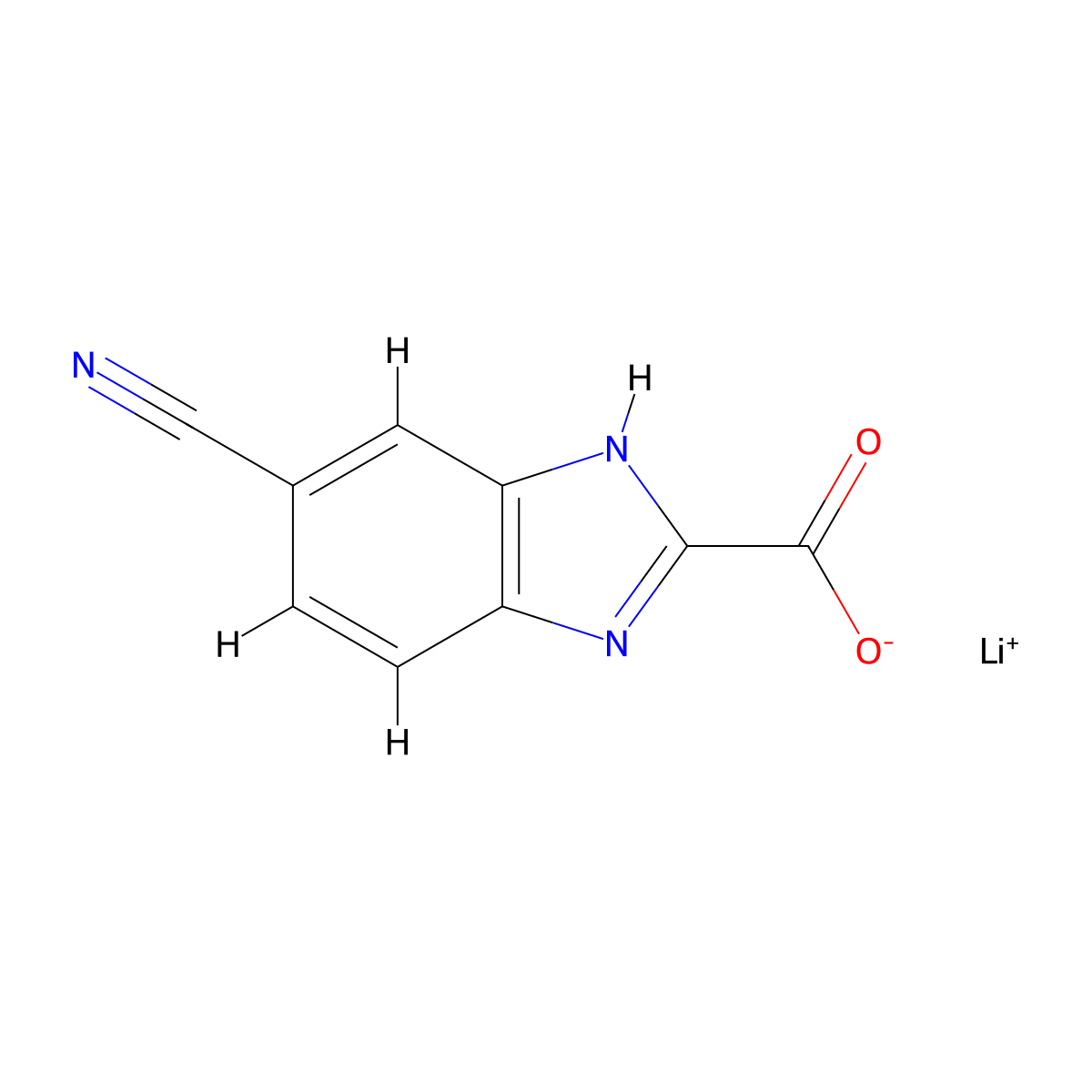 lithium 6-cyano-1H-benzimidazole-2-carboxylate molecular structure, CAS 2995275-40-4