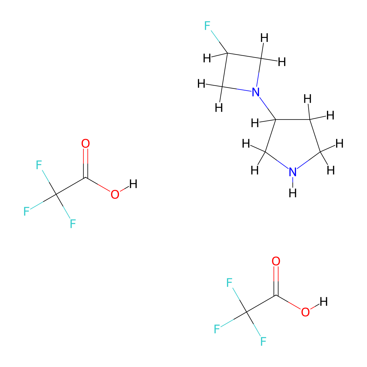 3-(3-Fluoroazetidin-1-yl)pyrrolidine, bis(trifluoroacetic acid) molecular structure, CAS 2995275-41-5