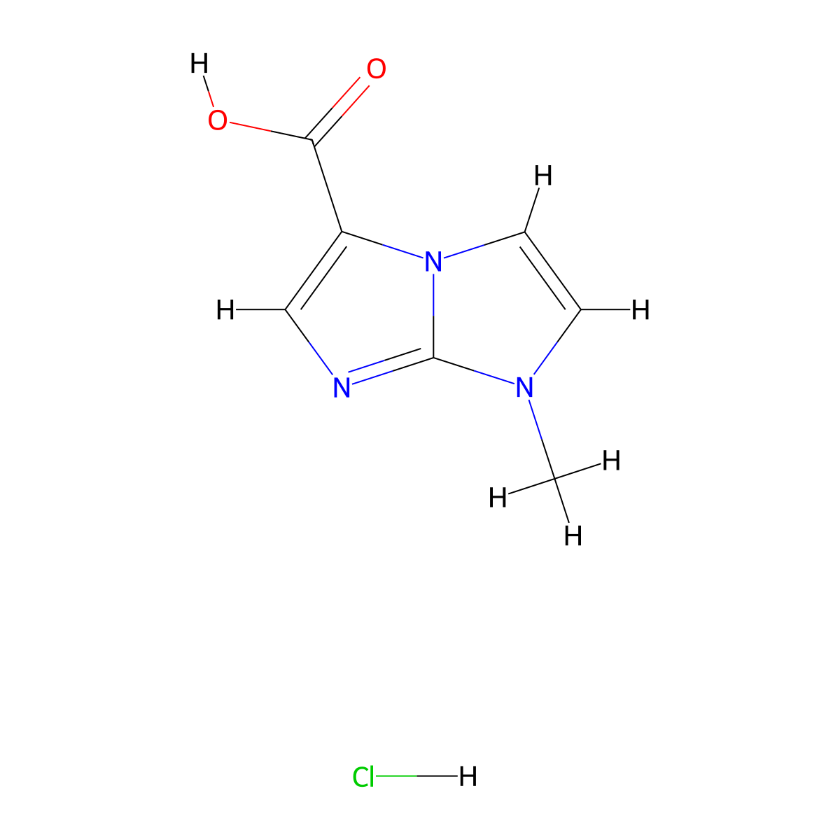 1-methyl-1H-[1,3]diazolo[1,2-a]imidazole-5-carboxylic acid hydrochloride molecular structure, CAS 2995275-47-1