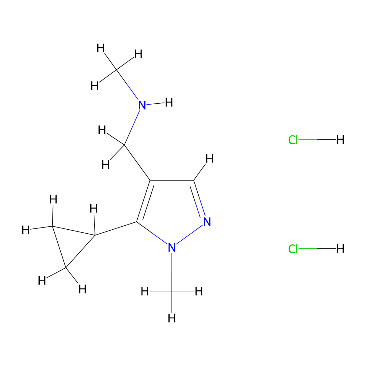 [(5-cyclopropyl-1-methyl-1H-pyrazol-4-yl)methyl](methyl)amine dihydrochloride molecular structure, CAS 2995275-50-6