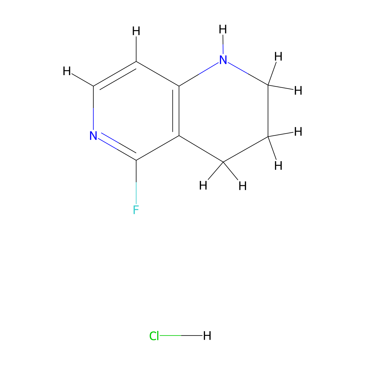 5-Fluoro-1,2,3,4-tetrahydro-1,6-naphthyridine hydrochloride molecular structure, CAS 2995275-54-0