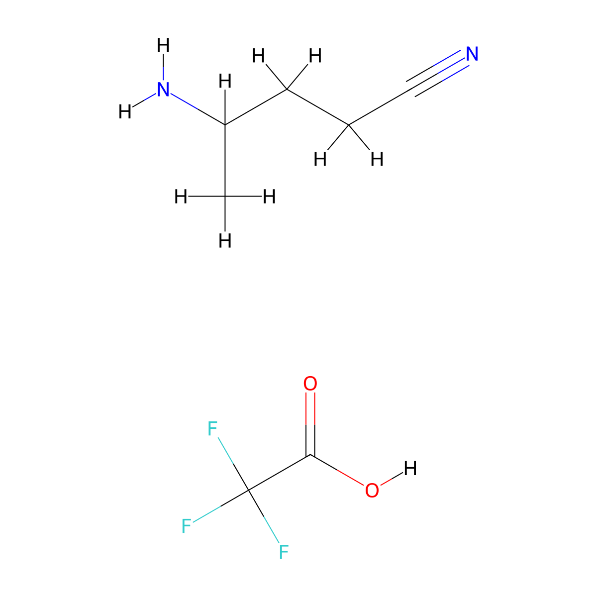 4-Aminopentanenitrile, trifluoroacetic acid molecular structure, CAS 2995275-58-4