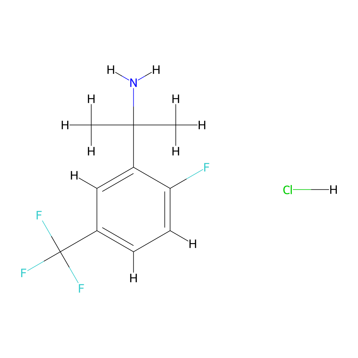 2-[2-Fluoro-5-(trifluoromethyl)phenyl]propan-2-amine hydrochloride molecular structure, CAS 2995275-65-3