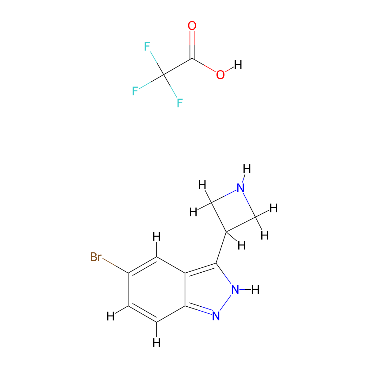 3-(azetidin-3-yl)-5-bromo-1H-indazole, trifluoroacetic acid molecular structure, CAS 2995275-66-4
