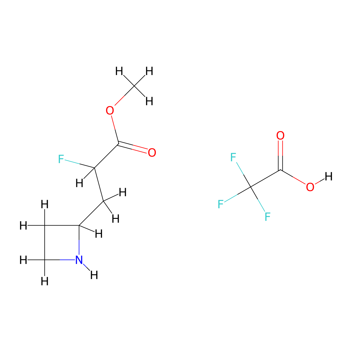 Methyl 3-(azetidin-2-yl)-2-fluoropropanoate, trifluoroacetic acid molecular structure, CAS 2995275-83-5