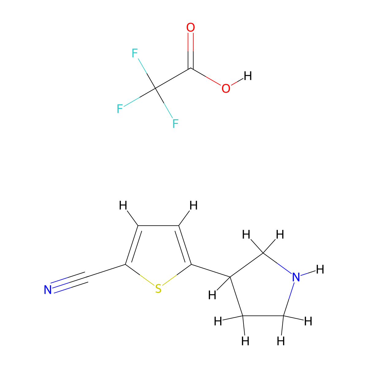 5-(Pyrrolidin-3-yl)thiophene-2-carbonitrile, trifluoroacetic acid molecular structure, CAS 2995275-84-6
