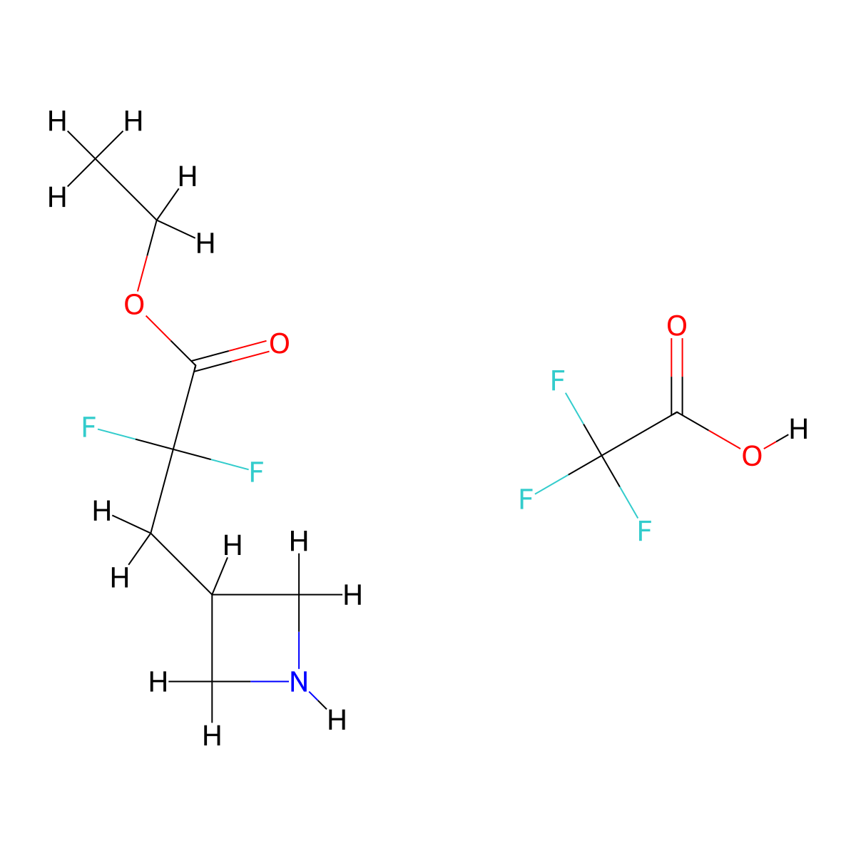 Ethyl 3-(azetidin-3-yl)-2,2-difluoropropanoate, trifluoroacetic acid molecular structure, CAS 2995275-95-9