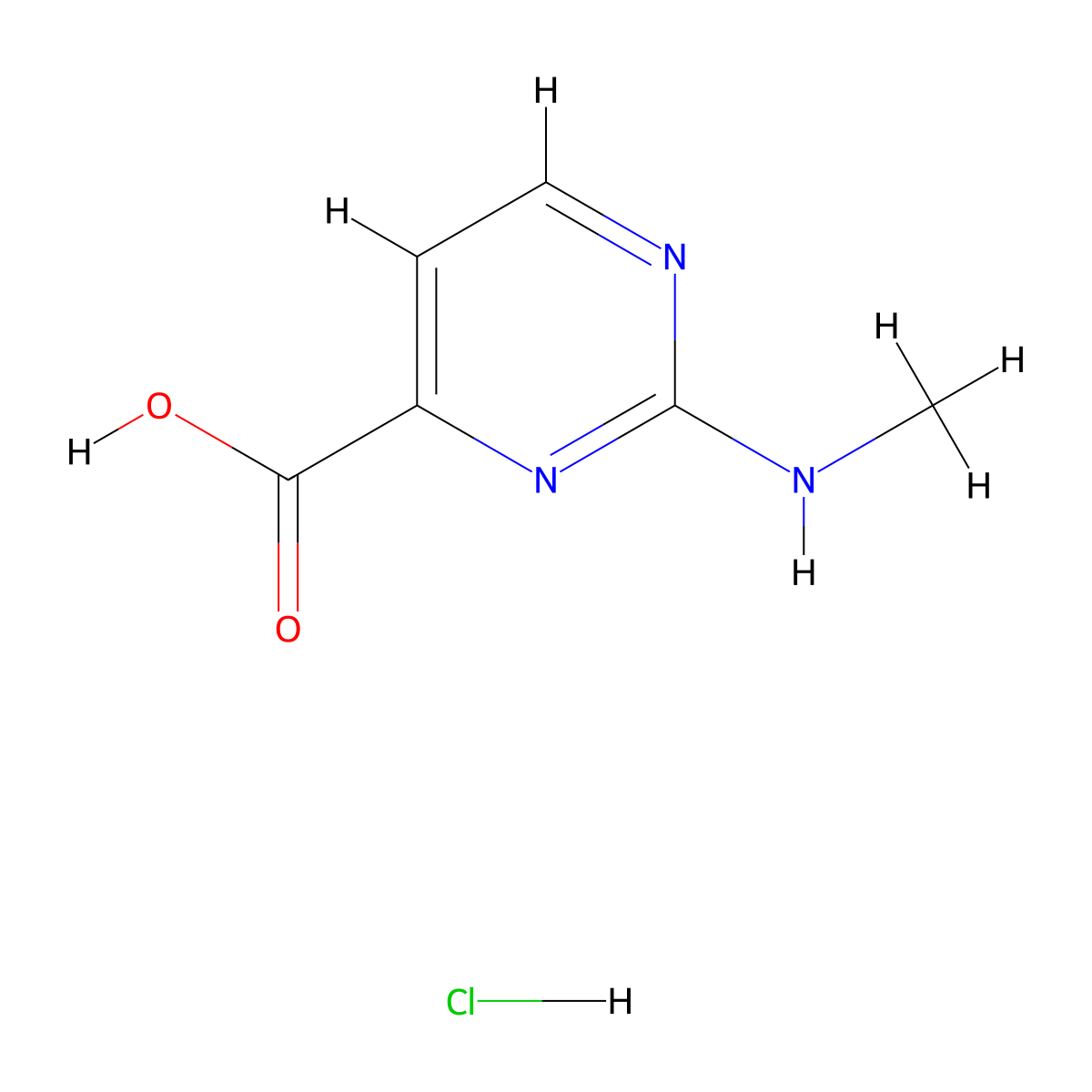 2-(Methylamino)pyrimidine-4-carboxylic acid;hydrochloride molecular structure, CAS 2995276-06-5