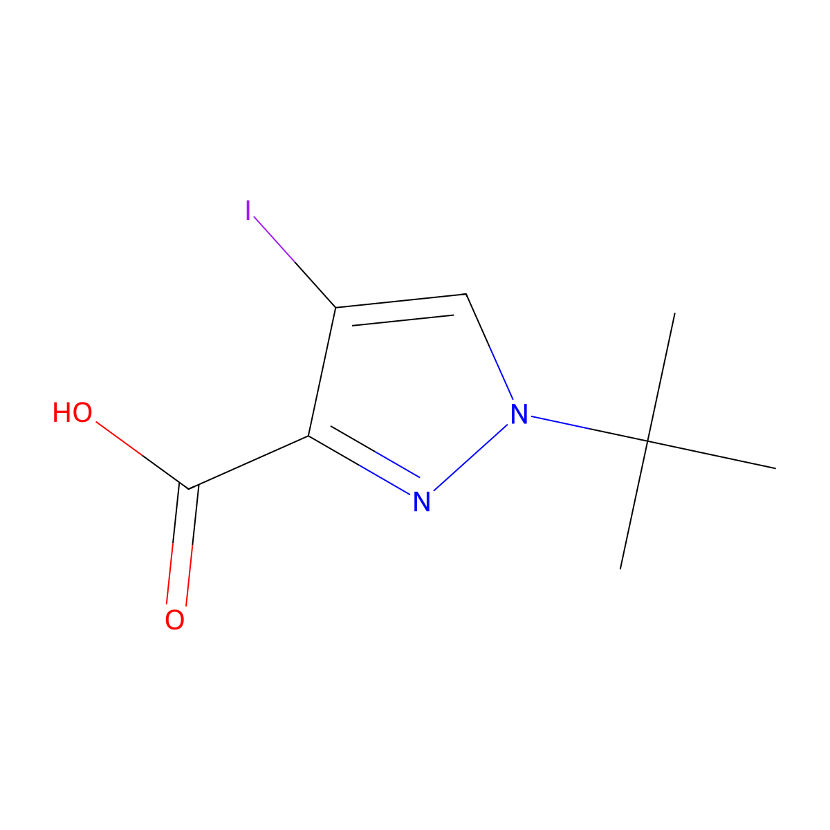 1-tert-butyl-4-iodo-1H-pyrazole-3-carboxylic acid molecular structure, CAS 2995276-09-8