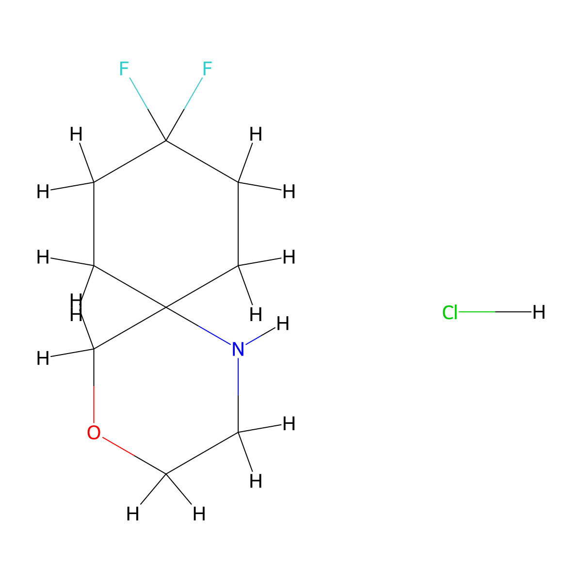 9,9-Difluoro-4-oxa-1-azaspiro[5.5]undecane hydrochloride molecular structure, CAS 2995276-10-1