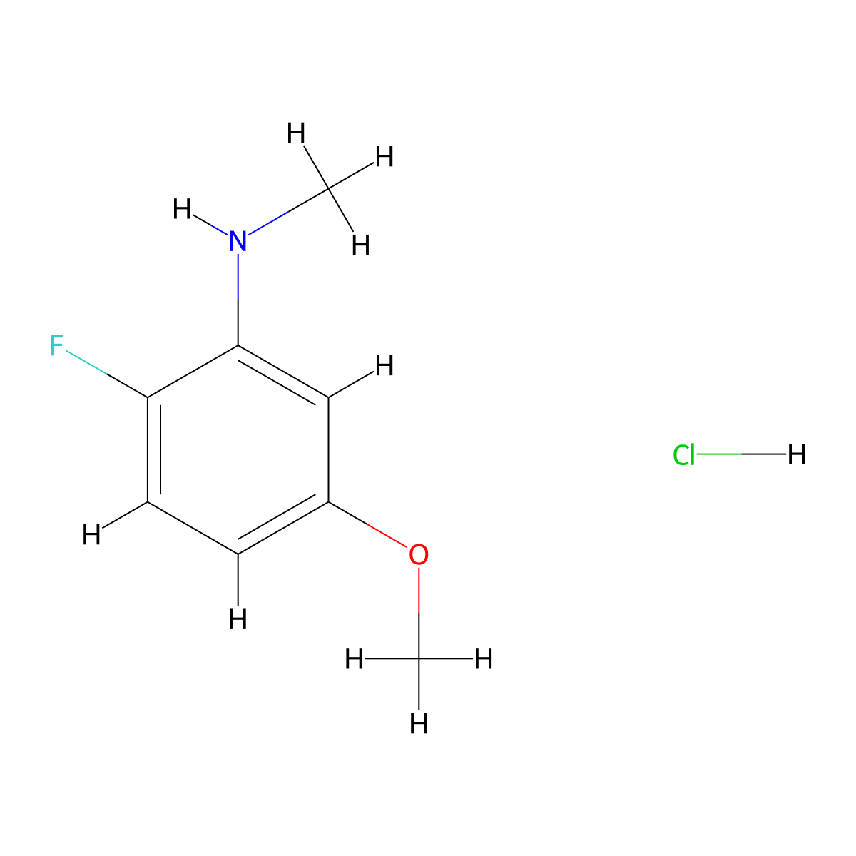 2-fluoro-5-methoxy-N-methylaniline hydrochloride molecular structure, CAS 2995276-12-3