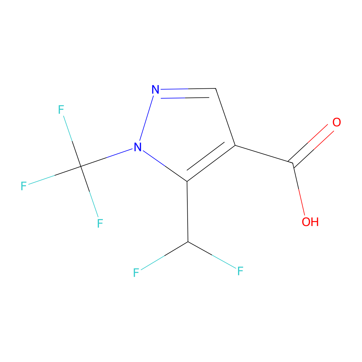 5-(difluoromethyl)-1-(trifluoromethyl)-1H-pyrazole-4-carboxylic acid molecular structure, CAS 2995276-18-9