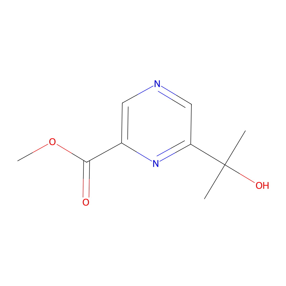 Methyl 6-(2-hydroxypropan-2-yl)pyrazine-2-carboxylate molecular structure, CAS 2995276-19-0