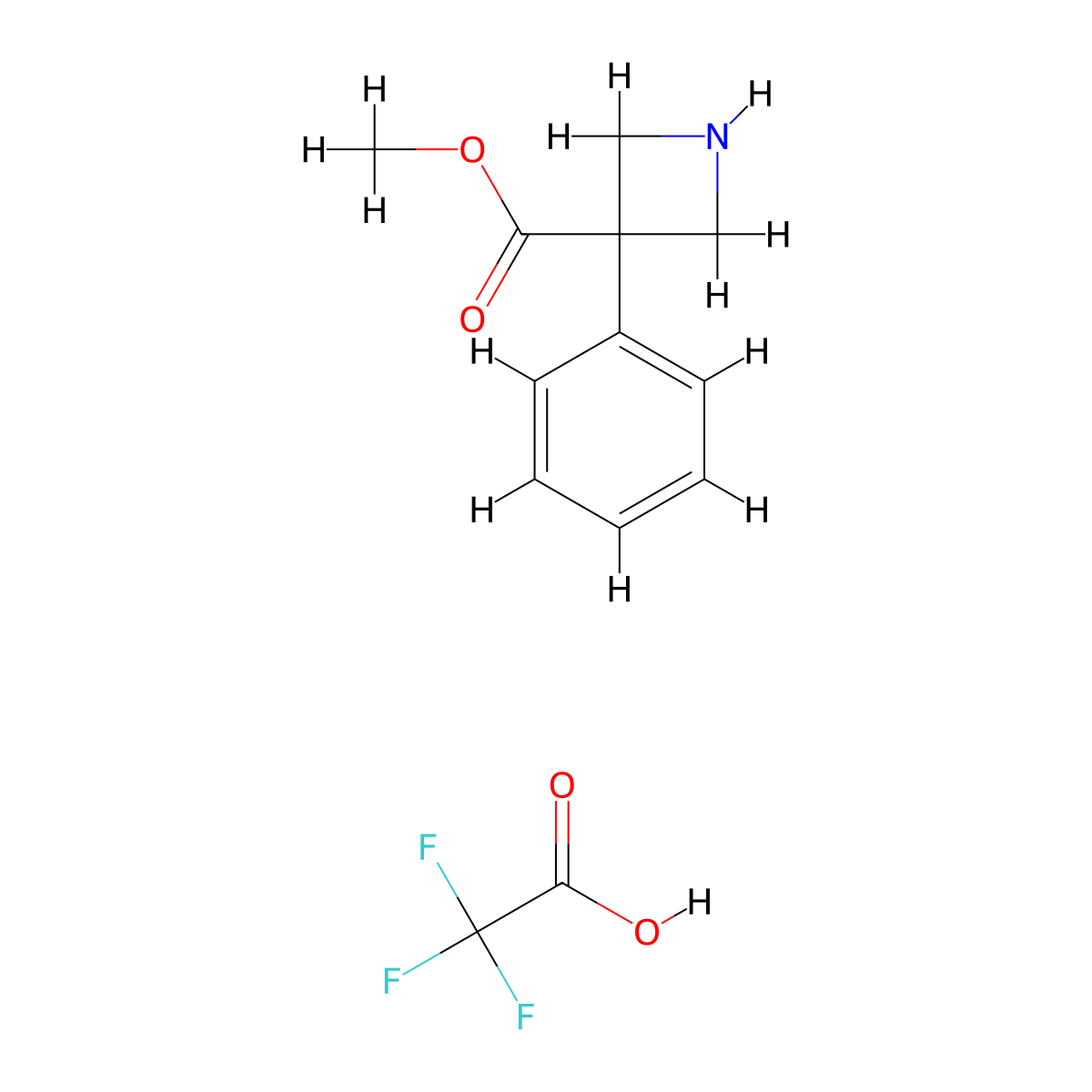 Methyl 3-phenylazetidine-3-carboxylate, trifluoroacetic acid molecular structure, CAS 2995276-31-6