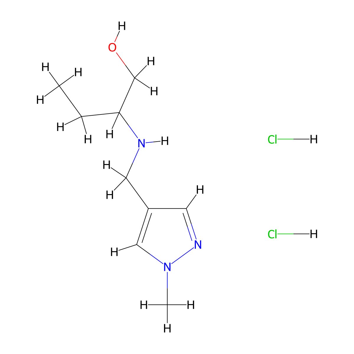 2-{[(1-methyl-1H-pyrazol-4-yl)methyl]amino}butan-1-ol dihydrochloride molecular structure, CAS 2995276-49-6