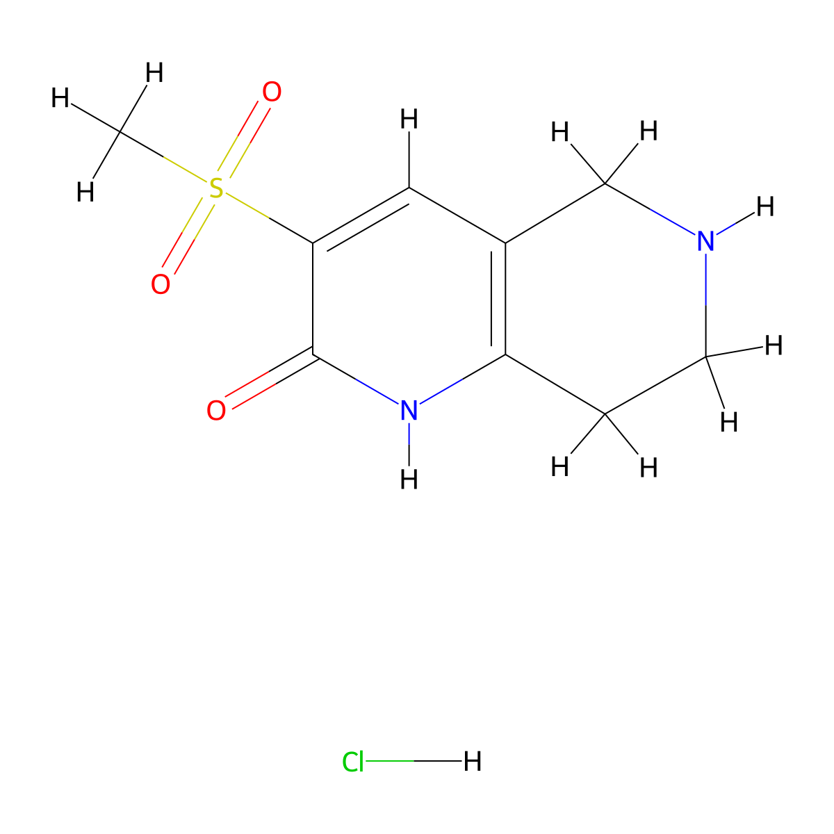 3-Methanesulfonyl-1,2,5,6,7,8-hexahydro-1,6-naphthyridin-2-one hydrochloride molecular structure, CAS 2995276-52-1
