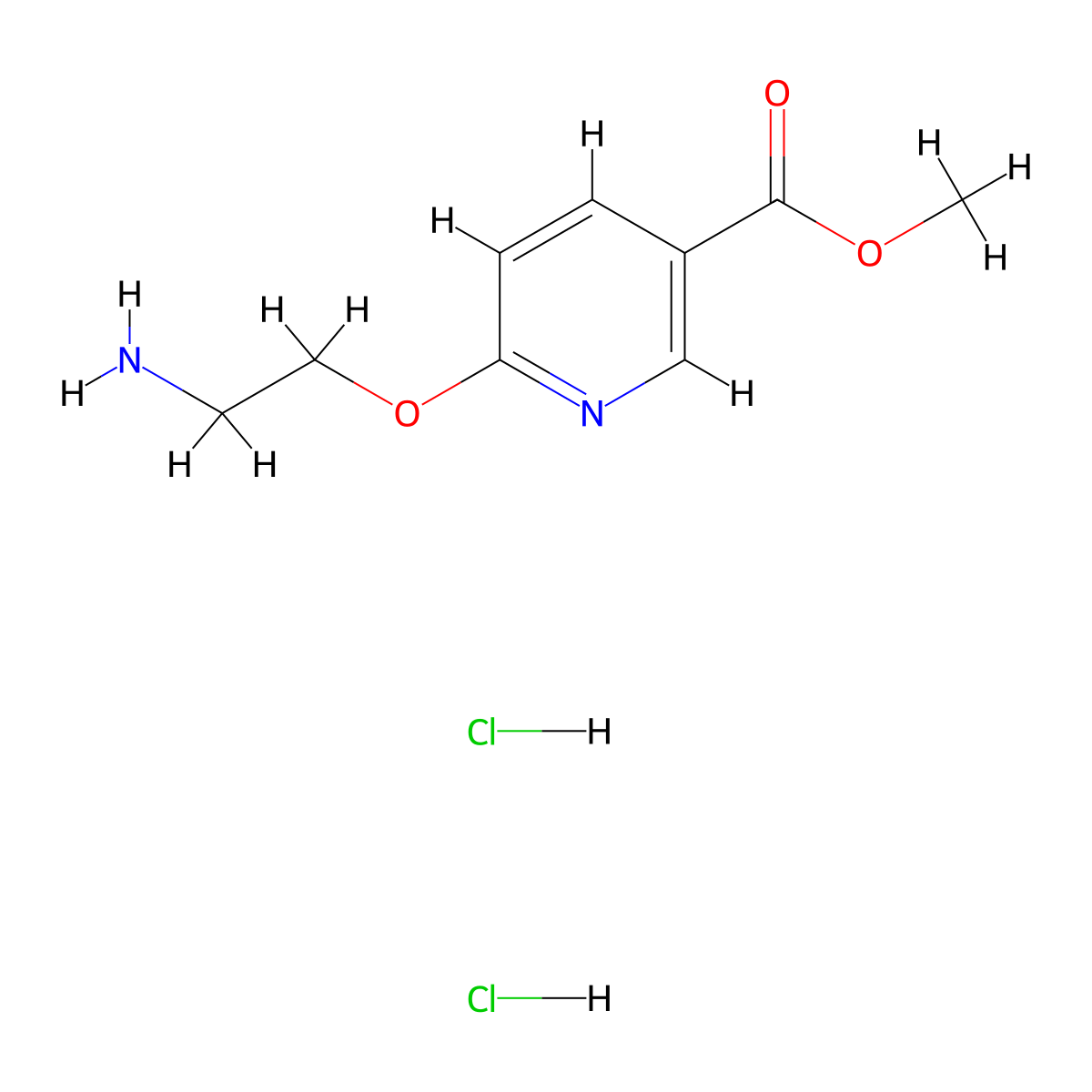 Methyl 6-(2-aminoethoxy)pyridine-3-carboxylate dihydrochloride molecular structure, CAS 2995276-57-6