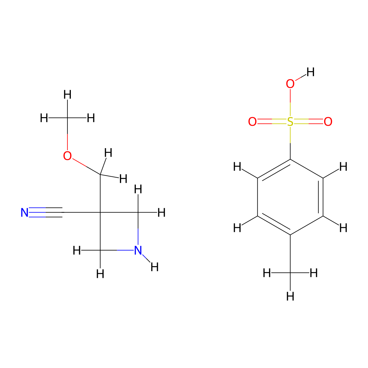 3-(Methoxymethyl)azetidine-3-carbonitrile, 4-methylbenzene-1-sulfonic acid molecular structure, CAS 2995276-61-2