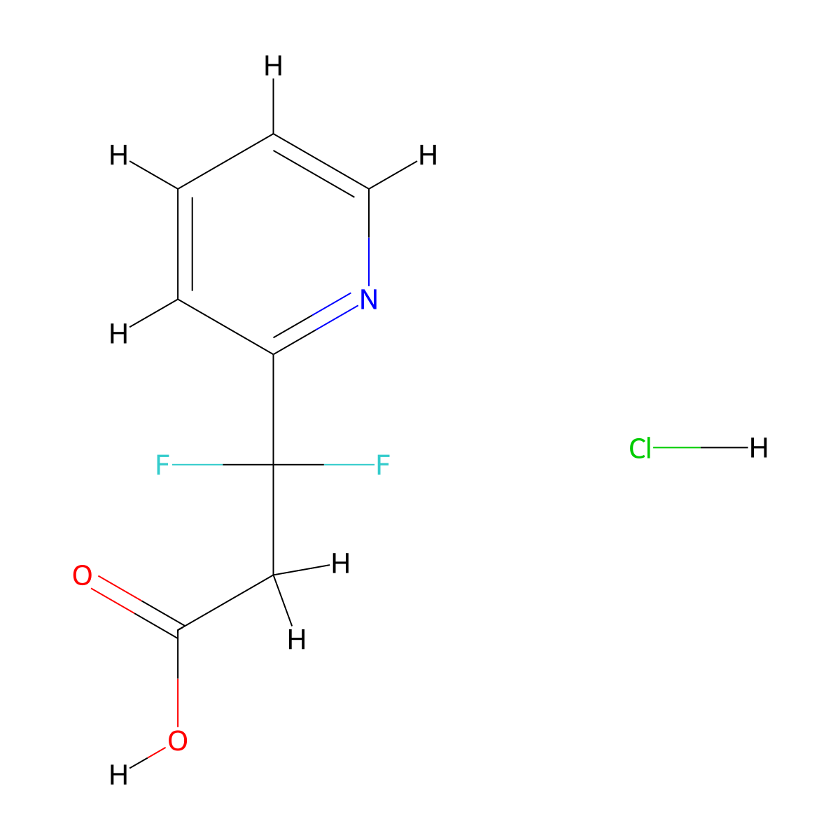 3,3-Difluoro-3-(pyridin-2-yl)propanoic acid hydrochloride molecular structure, CAS 2995276-66-7