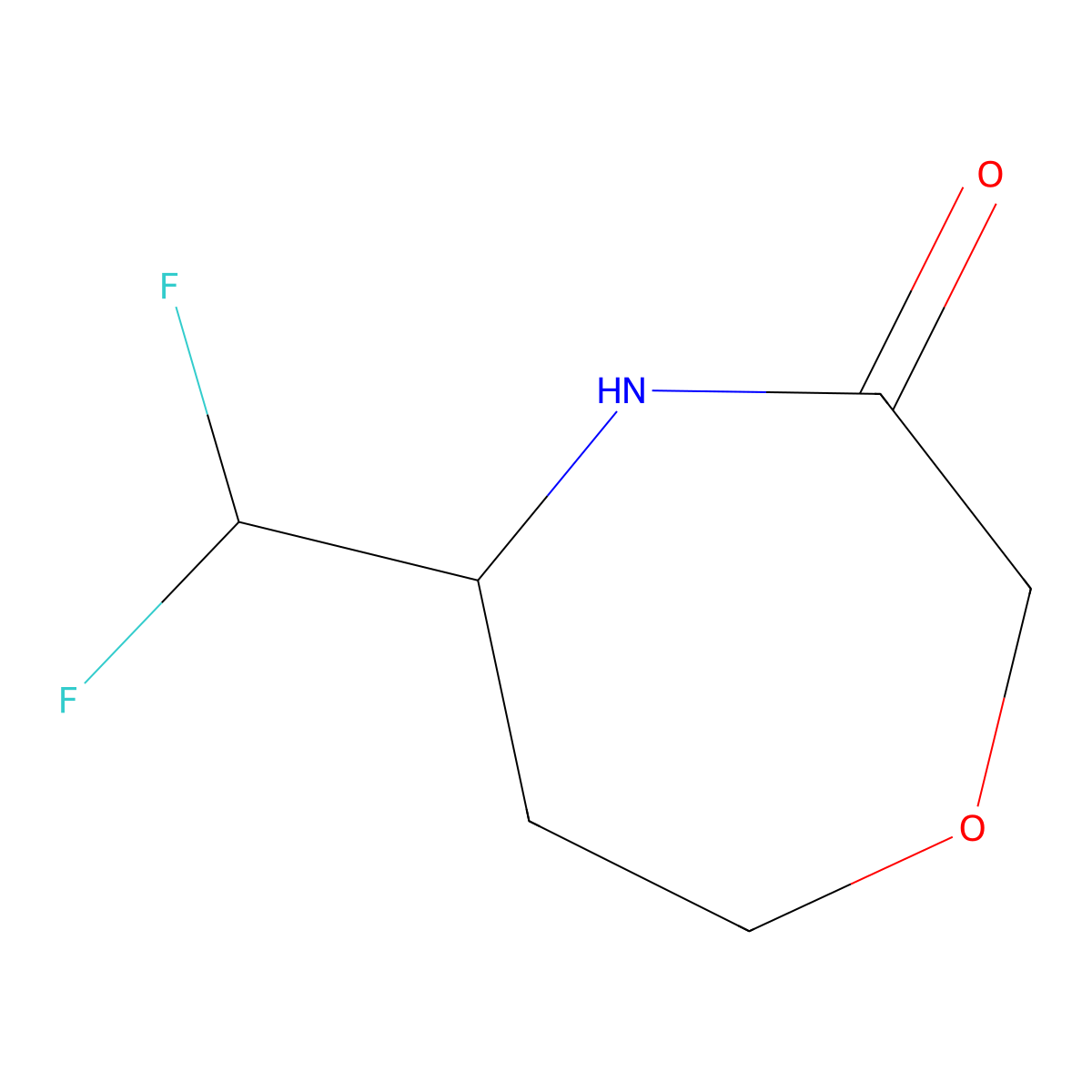5-(Difluoromethyl)-1,4-oxazepan-3-one molecular structure, CAS 2995276-67-8