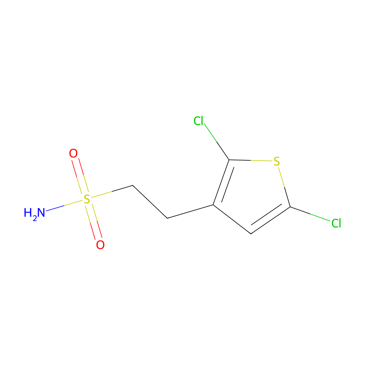 2-(2,5-Dichlorothiophen-3-yl)ethane-1-sulfonamide molecular structure, CAS 2995276-71-4