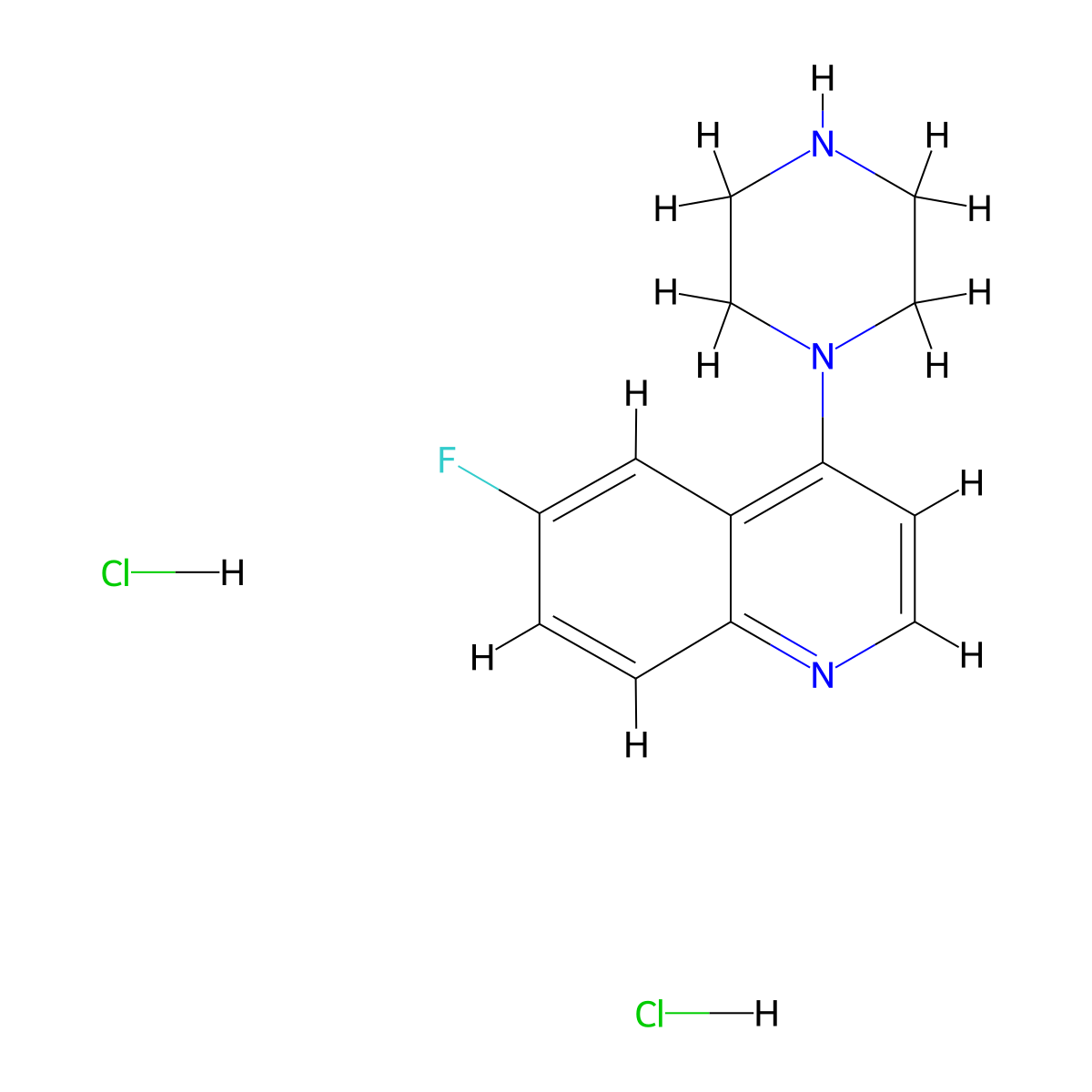 6-Fluoro-4-(piperazin-1-yl)quinoline dihydrochloride molecular structure, CAS 2995276-77-0