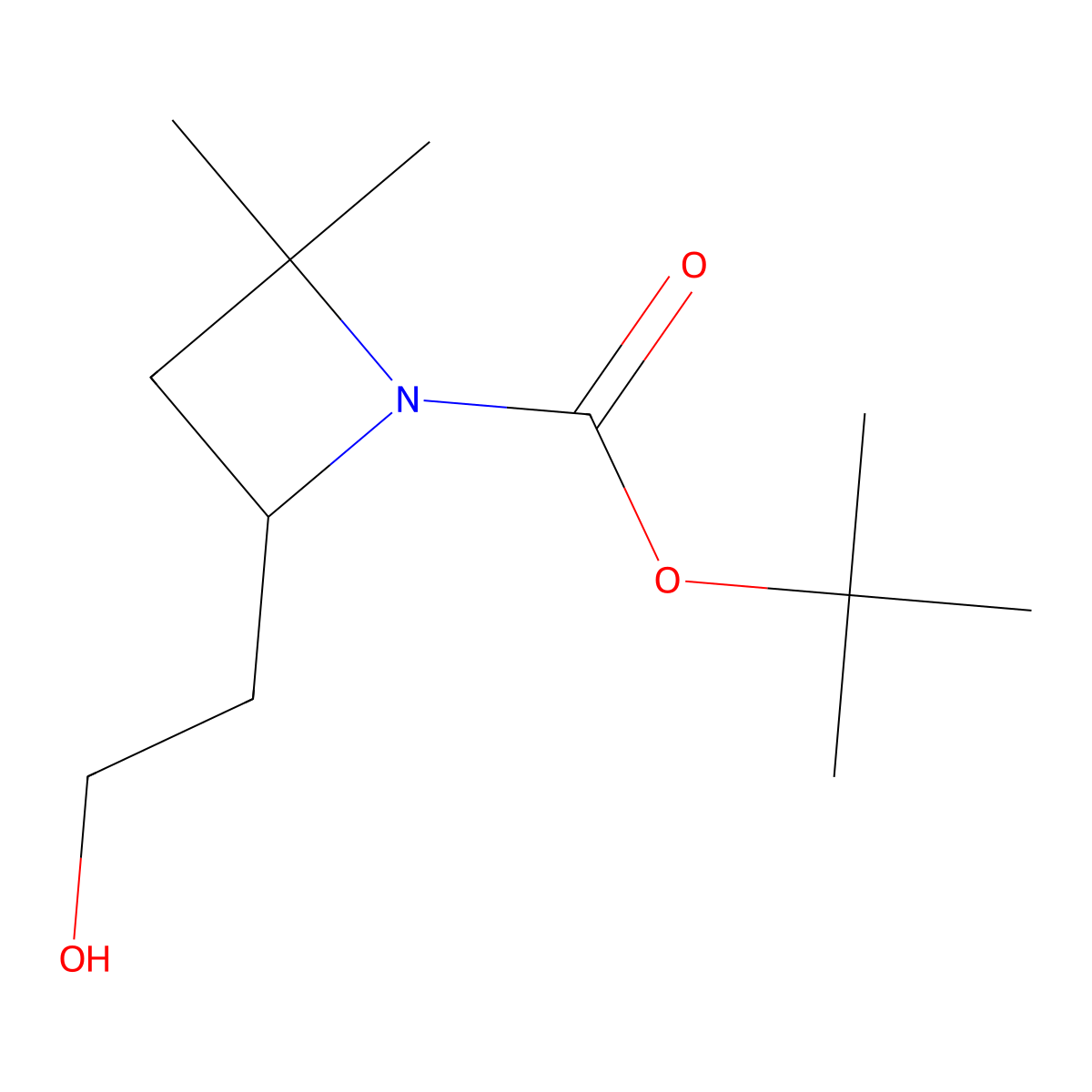 Tert-butyl 4-(2-hydroxyethyl)-2,2-dimethylazetidine-1-carboxylate molecular structure, CAS 2995276-82-7