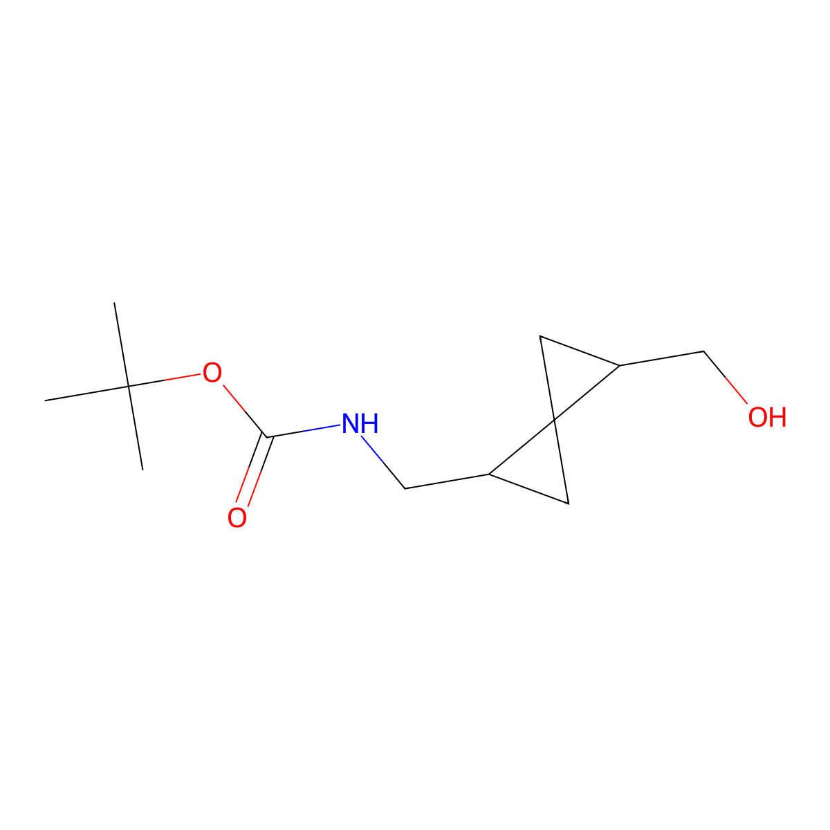 tert-butyl N-{[4-(hydroxymethyl)spiro[2.2]pentan-1-yl]methyl}carbamate molecular structure, CAS 2995276-84-9