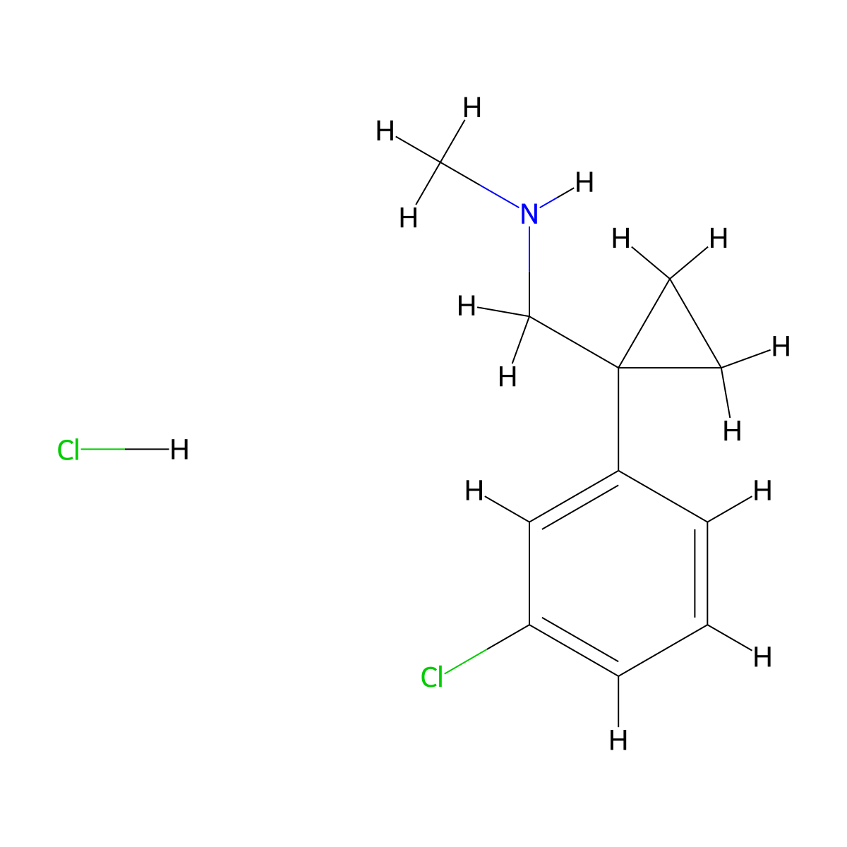 {[1-(3-Chlorophenyl)cyclopropyl]methyl}(methyl)amine hydrochloride molecular structure, CAS 2995276-93-0