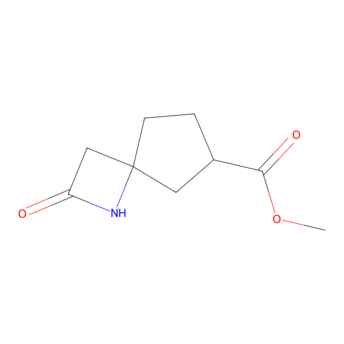Methyl 2-oxo-1-azaspiro[3.4]octane-6-carboxylate molecular structure, CAS 2995277-16-0