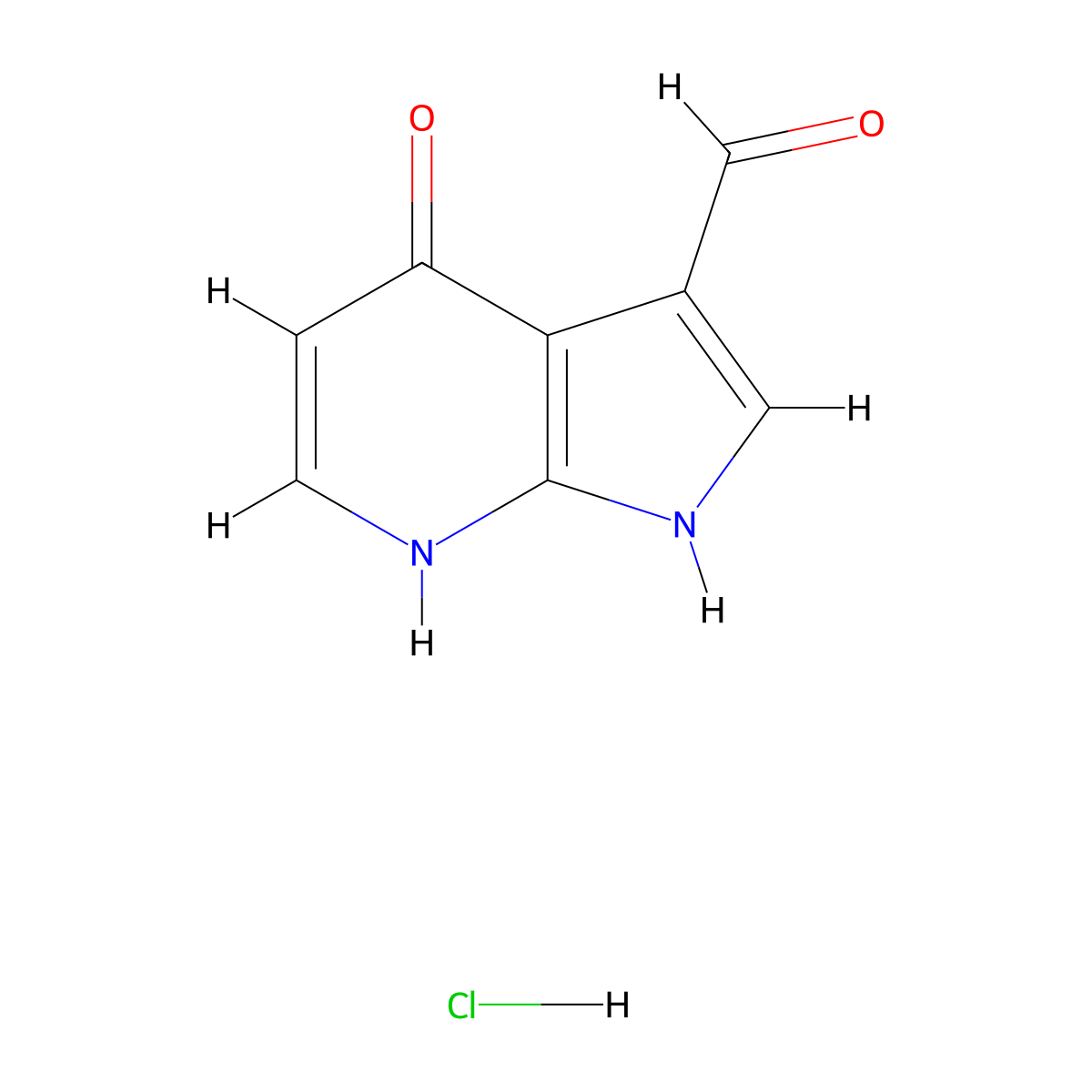 4-hydroxy-1H-pyrrolo[2,3-b]pyridine-3-carbaldehyde hydrochloride molecular structure, CAS 2995277-27-3