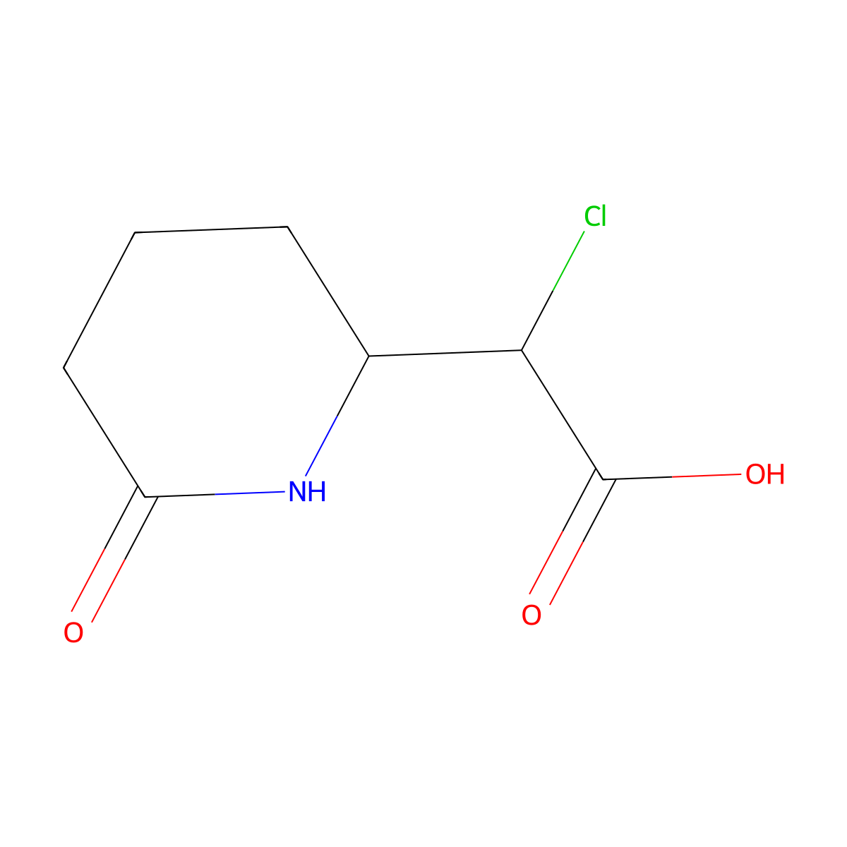 2-Chloro-2-(6-oxopiperidin-2-yl)acetic acid molecular structure, CAS 2995277-33-1