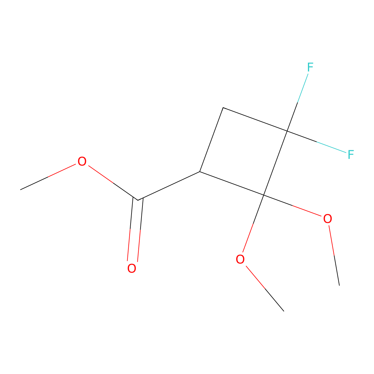 Methyl 3,3-difluoro-2,2-dimethoxycyclobutane-1-carboxylate molecular structure, CAS 2995277-35-3